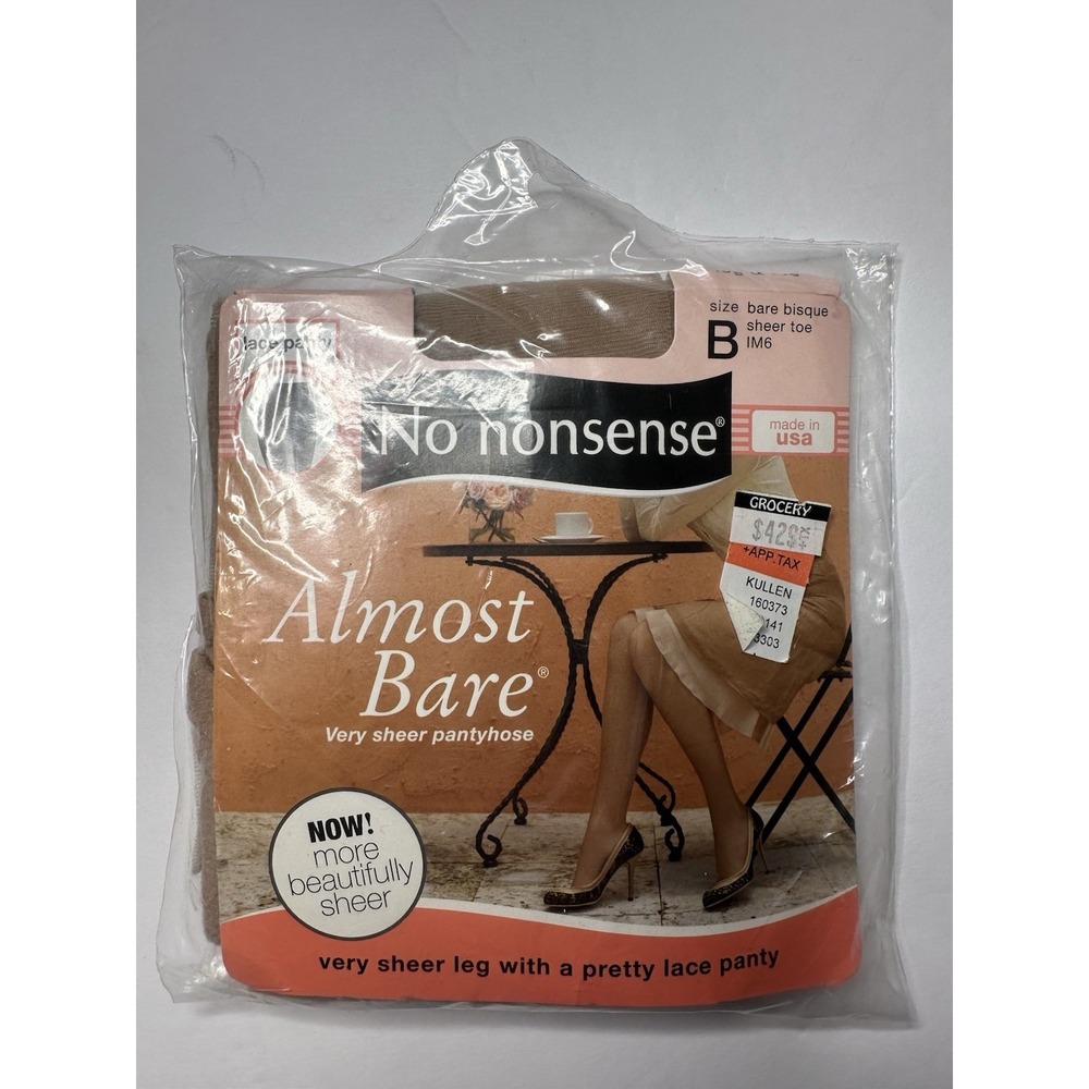 Vintage No Nonsense Almost Bare® very sheer pantyhose in Bare Bisque, Size B Med